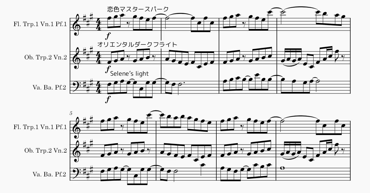 譜例 8：三声部ゾーン